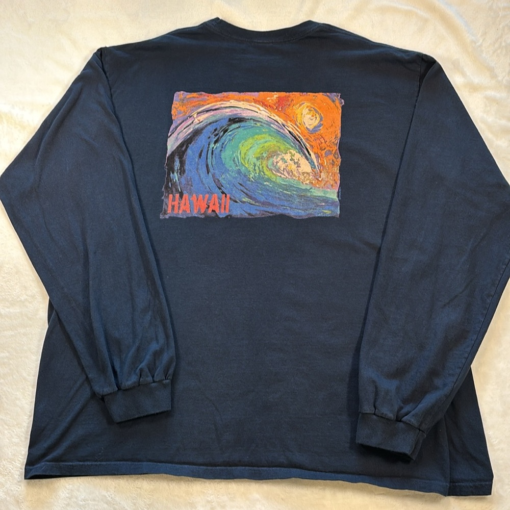 Crazy Shirts Hawaii Wave Graphic Tee XXL Navy Long Sleeve - Picture 6 of 12